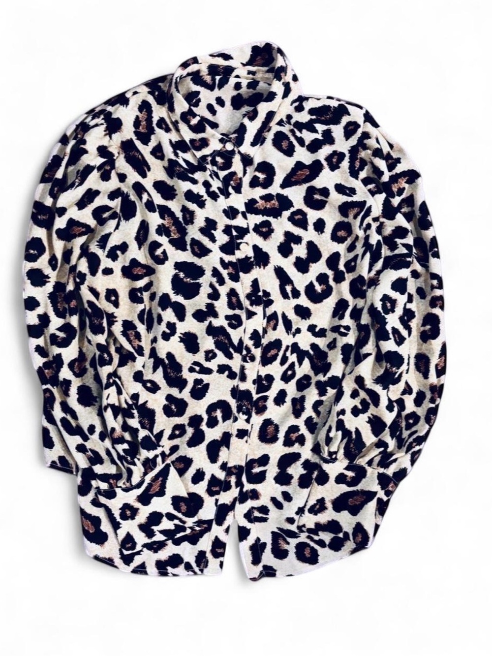 CURVE PLUS Leopard Print Button-Up Blouse Size XL